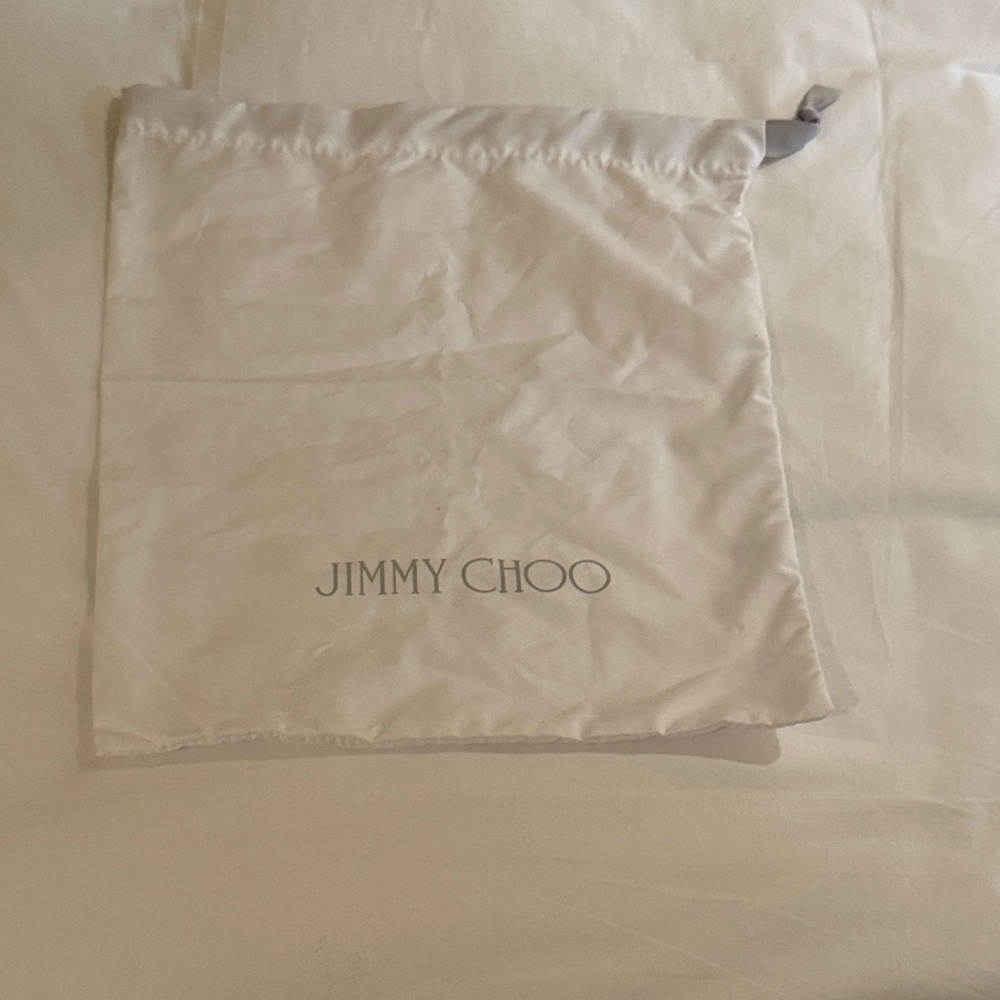 Jimmy Choo Cream Dust Bag with Gray Drawstring